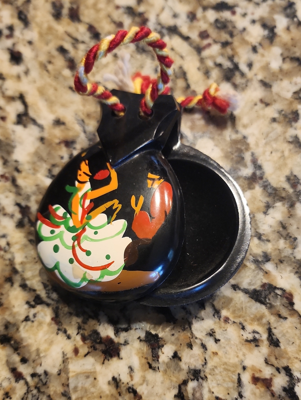 VTG Hand-Painted Black Castanets with Dancer Motif